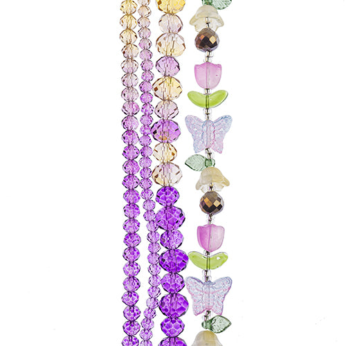 Crystal Lane DIY Flower 7in Bead Strand Flower/Faceted Rondelle Ombre Mix