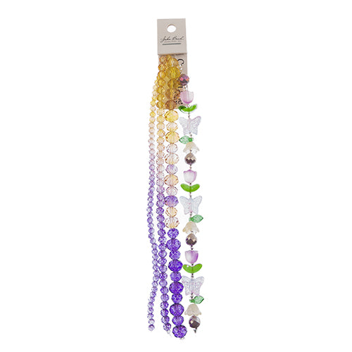 Crystal Lane DIY Flower 7in Bead Strand Flower/Faceted Rondelle Ombre Mix