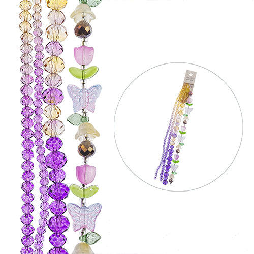 Crystal Lane DIY Flower 7in Bead Strand Flower/Faceted Rondelle Ombre Mix