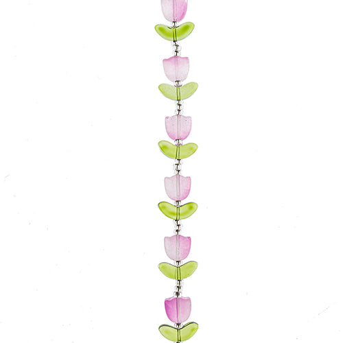 Crystal Lane DIY Flower 7in Bead Strand Tulip 14x16mm 9pcs