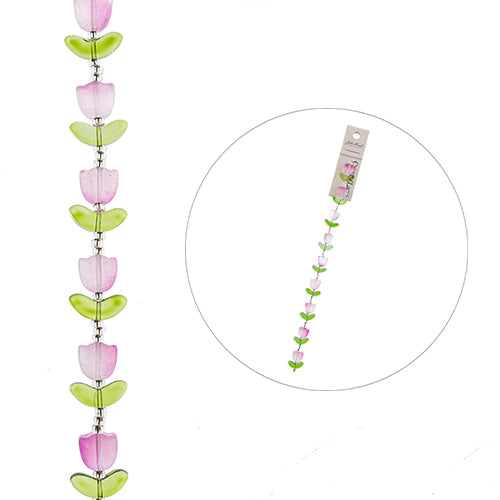 Crystal Lane DIY Flower 7in Bead Strand Tulip 14x16mm 9pcs