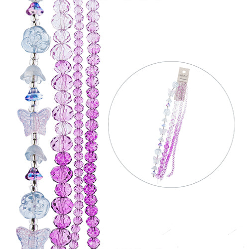 Crystal Lane DIY Flower 7in Bead Strand Flower/Faceted Rondelle Ombre Mix