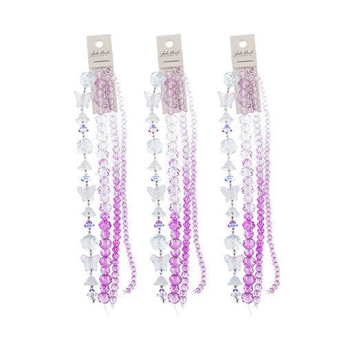 Crystal Lane DIY Flower 7in Bead Strand Flower/Faceted Rondelle Ombre Mix