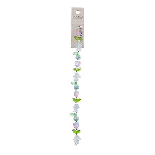 Crystal Lane DIY Flower 7in Bead Strand Tulip/Faceted Pear Mix Purple/Blue 