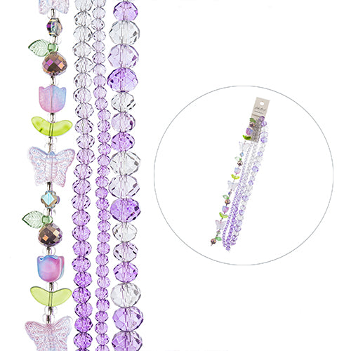 Crystal Lane DIY Flower 7in Bead Strand Flower/Faceted Rondelle Ombre Mix