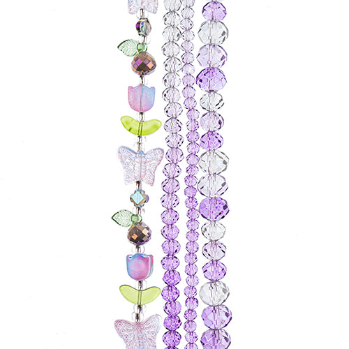 Crystal Lane DIY Flower 7in Bead Strand Flower/Faceted Rondelle Ombre Mix