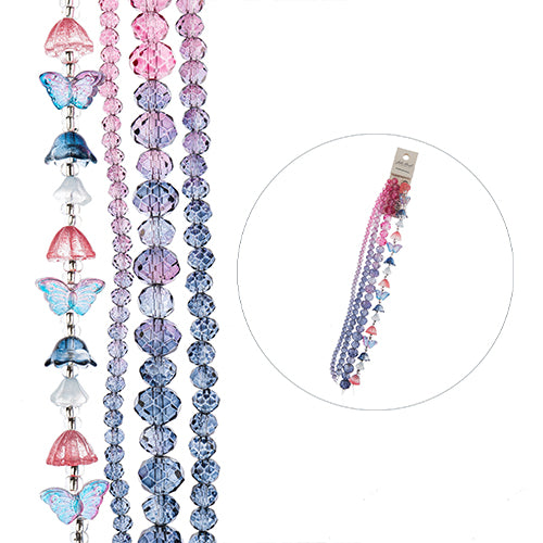 Crystal Lane DIY Flower 7in Bead Strand Flower/Faceted Rondelle Ombre Mix