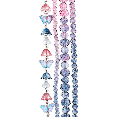 Crystal Lane DIY Flower 7in Bead Strand Flower/Faceted Rondelle Ombre Mix