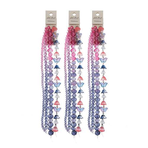 Crystal Lane DIY Flower 7in Bead Strand Flower/Faceted Rondelle Ombre Mix