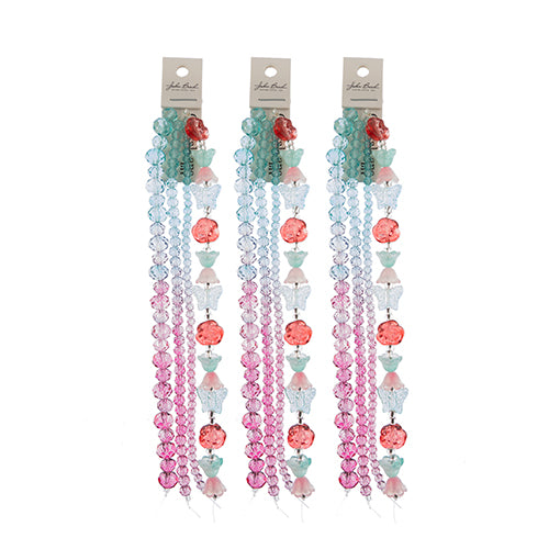 Crystal Lane DIY Flower 7in Bead Strand Flower/Faceted Rondelle Ombre Mix