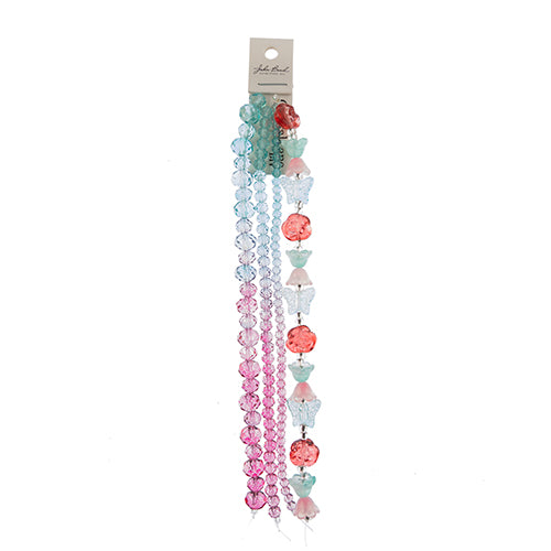 Crystal Lane DIY Flower 7in Bead Strand Flower/Faceted Rondelle Ombre Mix