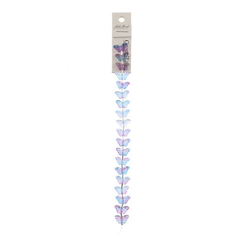 Crystal Lane DIY Flower 7in Bead Strand Blue/Purple Mix Butterflies 8x15mm 19pcs