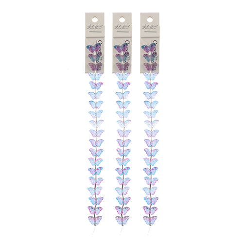 Crystal Lane DIY Flower 7in Bead Strand Blue/Purple Mix Butterflies 8x15mm 19pcs