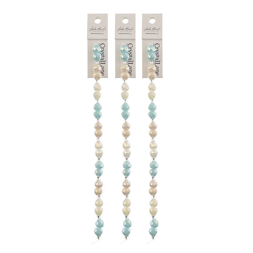 Crystal Lane DIY Flower 7in Bead Strand Pear Opaque White, Cream, Dark Green, 8mm