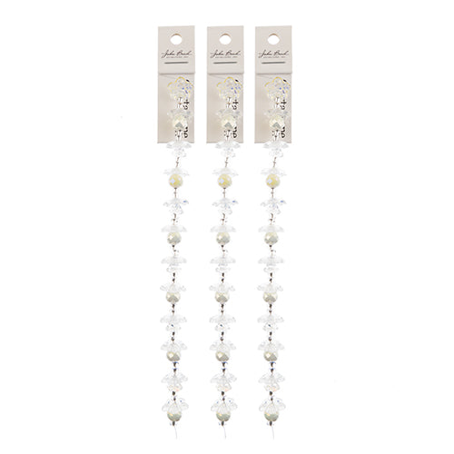 Crystal Lane DIY Flower 7in Bead Strand Opaque White/Crystal AB Pear, Flower Cap, Flower