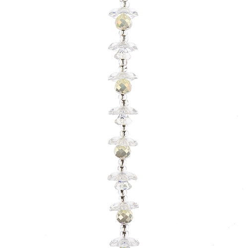 Crystal Lane DIY Flower 7in Bead Strand Opaque White/Crystal AB Pear, Flower Cap, Flower