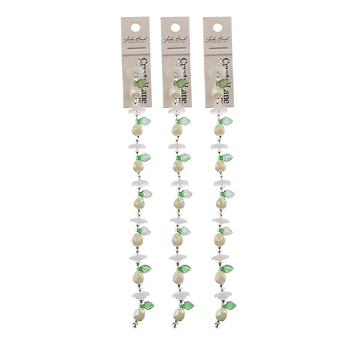 Crystal Lane DIY Flower 7in Bead Strand Opaque White Flower Cap & Pear Mix