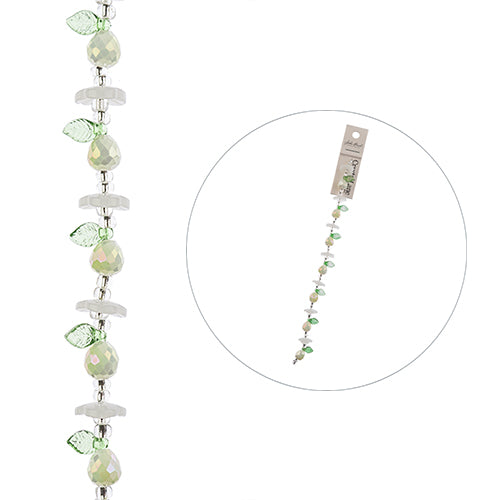 Crystal Lane DIY Flower 7in Bead Strand Opaque White Flower Cap & Pear Mix