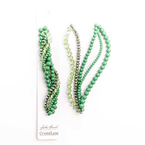 Crystal Lane Twisted Bead Strands Mix - Holly Green