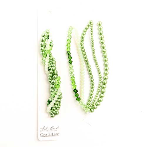 Crystal Lane Twisted Bead Strands Mix - Fern Green