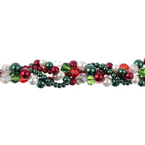 Crystal Lane Twisted Bead Strands Mix - Red/White/Green Mix