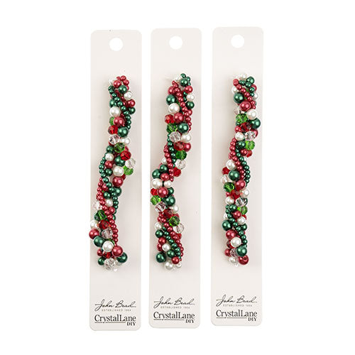 Crystal Lane Twisted Bead Strands Mix - Red/White/Green Mix