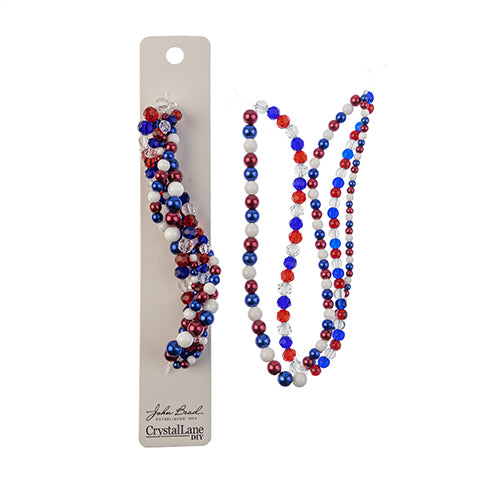 Crystal Lane Twisted Bead Strands Mix - Red/White/Blue Mix
