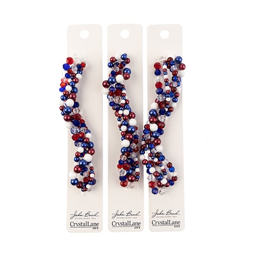 Crystal Lane Twisted Bead Strands Mix - Red/White/Blue Mix