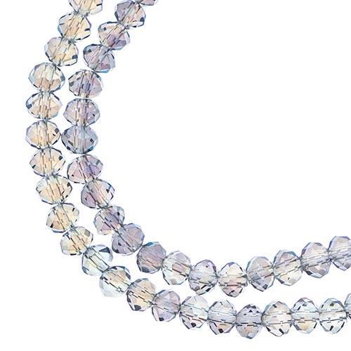 Crystal Lane Rondelle 2 Strand 7in (Apx110pcs) 3x4mm Transparent Green Luster