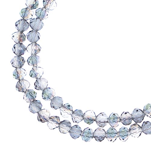 Crystal Lane Rondelle 2 Strand 7in (Apx110pcs) 3x4mm Transparent Rose Green Luster