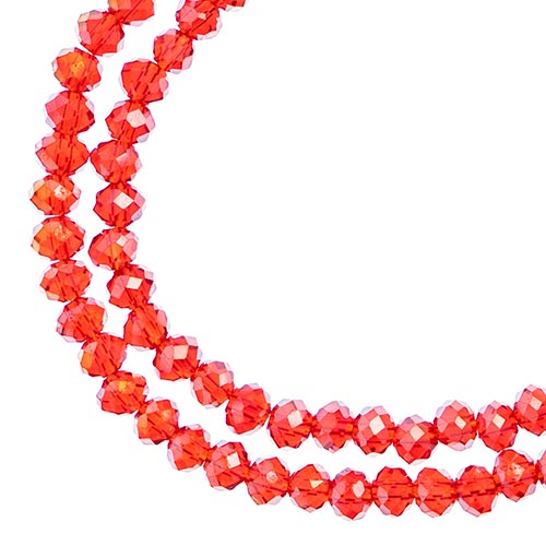 Crystal Lane Rondelle 2 Strand 7in (Apx110pcs) 3x4mm Transparent Red AB