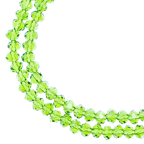 Crystal Lane Rondelle 2 Strand 7in (Apx110pcs) 3x4mm Transparent Green AB