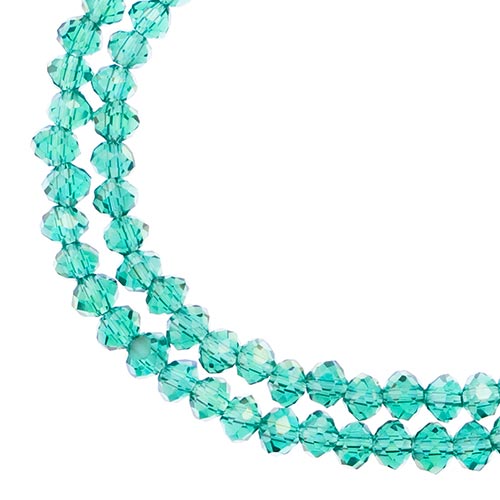 Crystal Lane Rondelle 2 Strand 7in (Apx110pcs) 3x4mm Transparent Dark Green AB