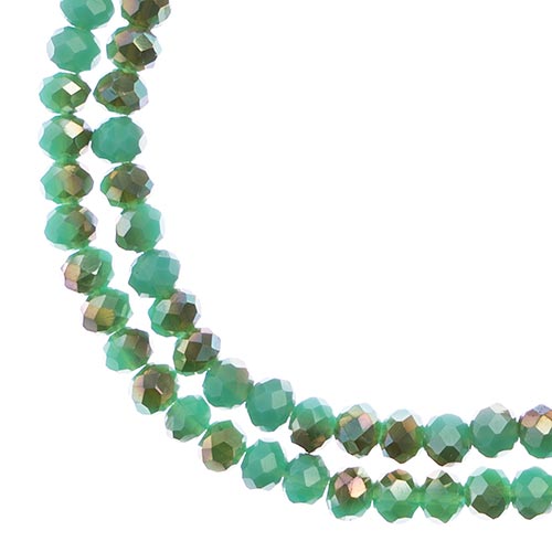 Crystal Lane Rondelle 2 Strand 7in (Apx110pcs) 3x4mm Opaque Turquoise/Half Champagne Luster