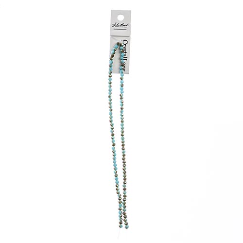 Crystal Lane Rondelle 2 Strand 7in (Apx110pcs) 3x4mm Opaque Blue/Half Champagne Luster