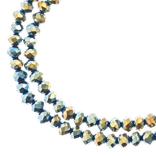 Crystal Lane Rondelle 2 Strand 7in (Apx110pcs) 3x4mm Opaque Green Iris
