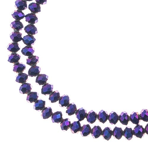 Crystal Lane Rondelle 2 Strand 7in (Apx110pcs) 3x4mm Opaque Purple Iris