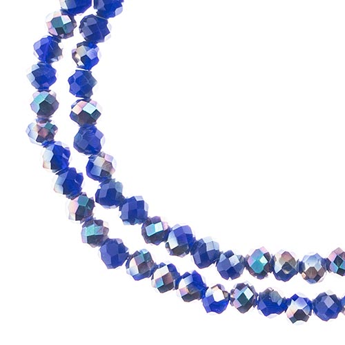 Crystal Lane Rondelle 2 Strand 7in (Apx110pcs) 3x4mm Opaque Dark Sapphire/Half Iris