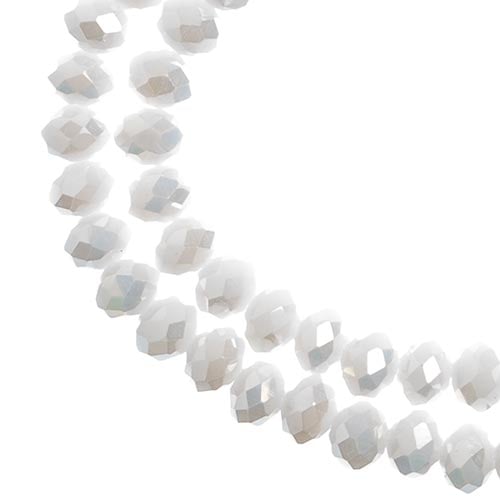 Crystal Lane Rondelle 2 Strand 7in (Apx78pcs) 4x6mm Opaque White AB