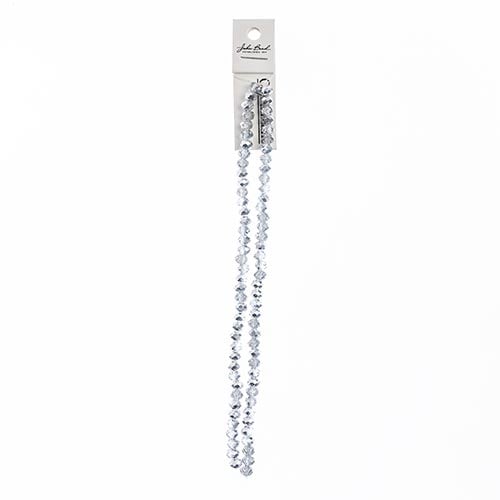 Crystal Lane Rondelle 2 Strand 7in (Apx78pcs) 4x6mm Transparent Half Silver Iris