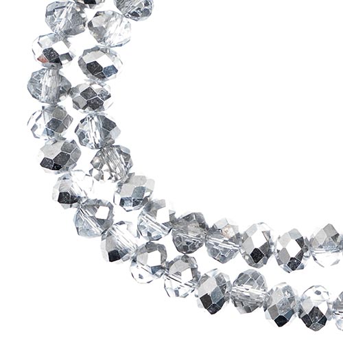 Crystal Lane Rondelle 2 Strand 7in (Apx78pcs) 4x6mm Transparent Half Silver Iris