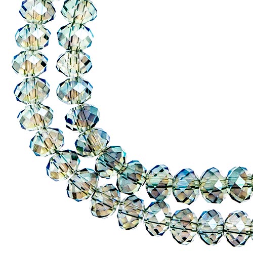 Crystal Lane Rondelle 2 Strand 7in (Apx78pcs) 4x6mm Transparent Green Luster