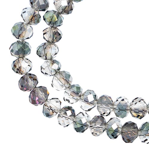 Crystal Lane Rondelle 2 Strand 7in (Apx78pcs) 4x6mm Transparent Rose Green Luster