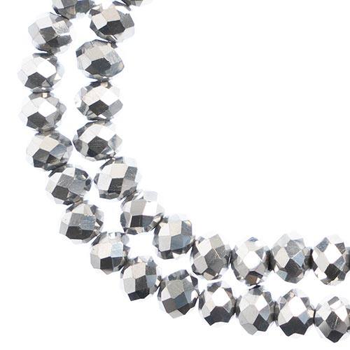 Crystal Lane Rondelle 2 Strand 7in (Apx78pcs) 4x6mm Opaque Silver Iris