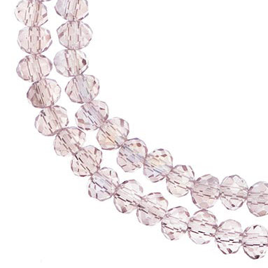Crystal Lane Rondelle 2 Strand 7in (Apx78pcs) 4x6mm Transparent Pink AB