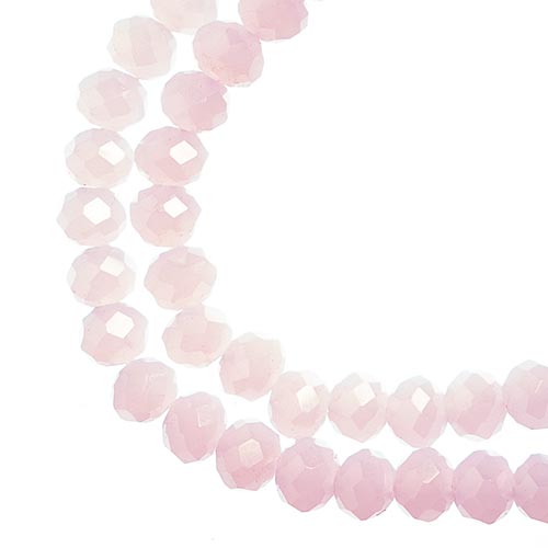 Crystal Lane Rondelle 2 Strand 7in (Apx78pcs) 4x6mm Opaque Pink