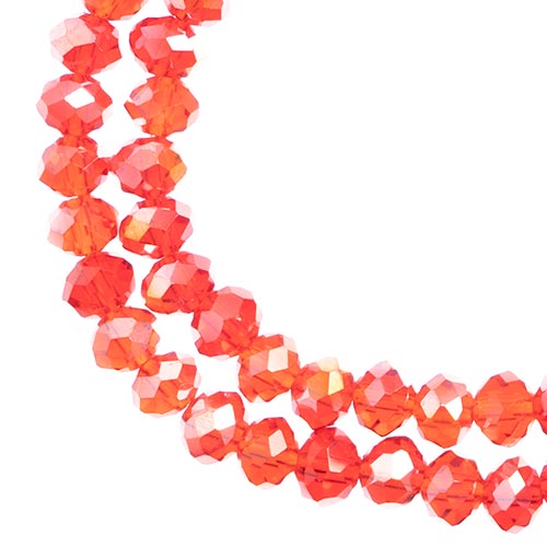 Crystal Lane Rondelle 2 Strand 7in (Apx78pcs) 4x6mm Transparent Red AB