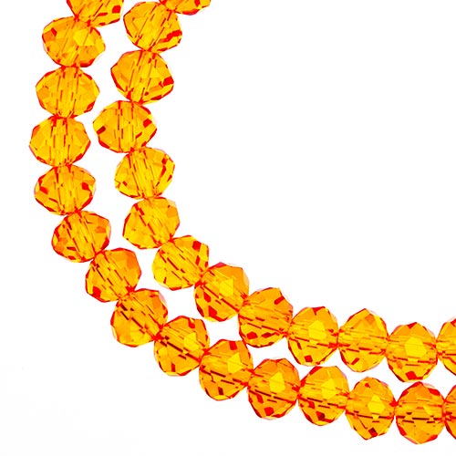 Crystal Lane Rondelle 2 Strand 7in (Apx78pcs) 4x6mm Transparent Orange