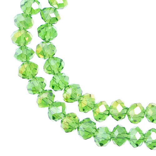 Crystal Lane Rondelle 2 Strand 7in (Apx78pcs) 4x6mm Transparent Green AB