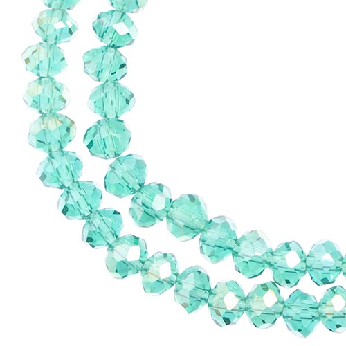 Crystal Lane Rondelle 2 Strand 7in (Apx78pcs) 4x6mm Transparent Dark Green AB